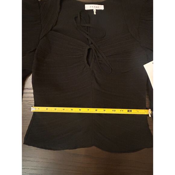 FRAME Square Neckline Long Sleeve Crop Top - S 2-4 - Picture 7 of 11